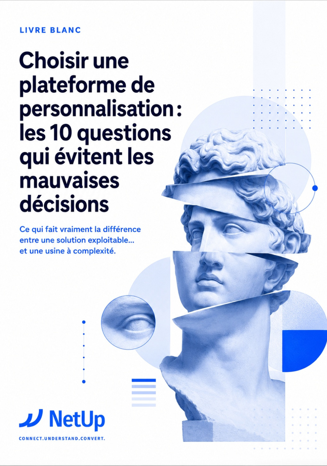 Livre blanc NetUp sur la recommandation produit personnalisée : découvrez les 5 idées reçues les plus fréquentes en e-commerce, illustré par une couverture créative et colorée.